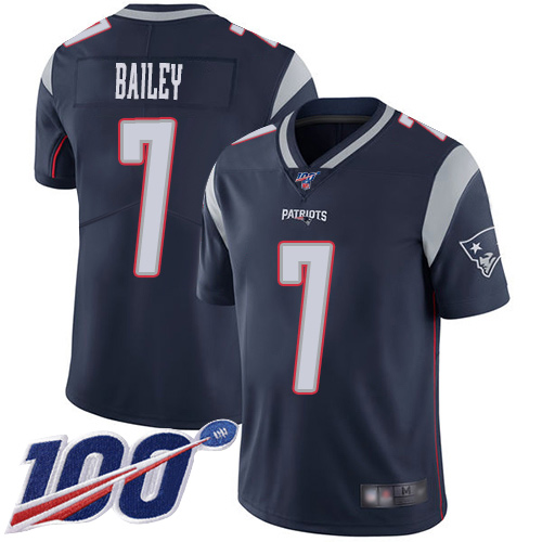 New England Patriots Football #7 Vapor Untouchable 100th Season Limited Navy Blue Men Jake Bailey Home NFL Jersey
